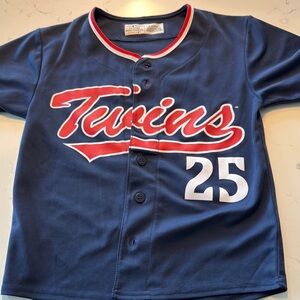 Twins Minnesota MLB Kids Navy Baseball Jersey Nearly New Condition Small 6-7